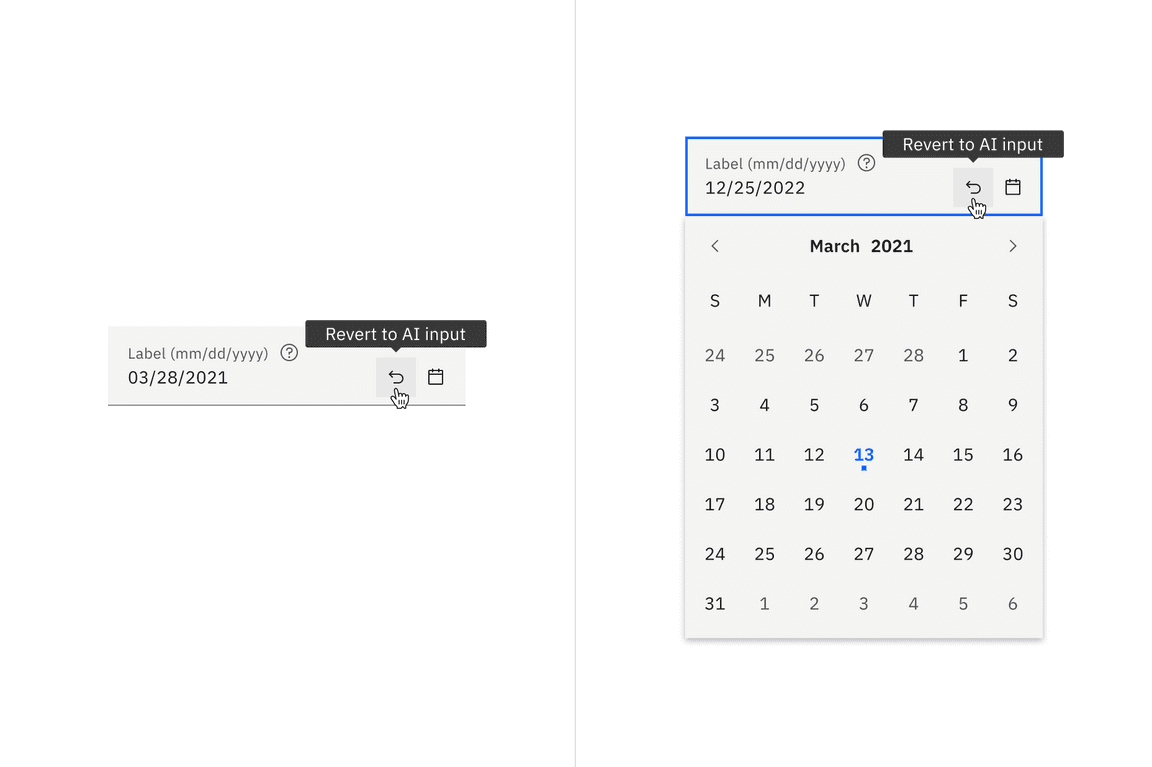 Fluid date picker with AI revert